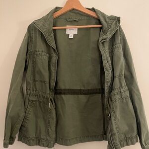 Old Navy Green Utility Jacket with Hood and Adjustable Waist